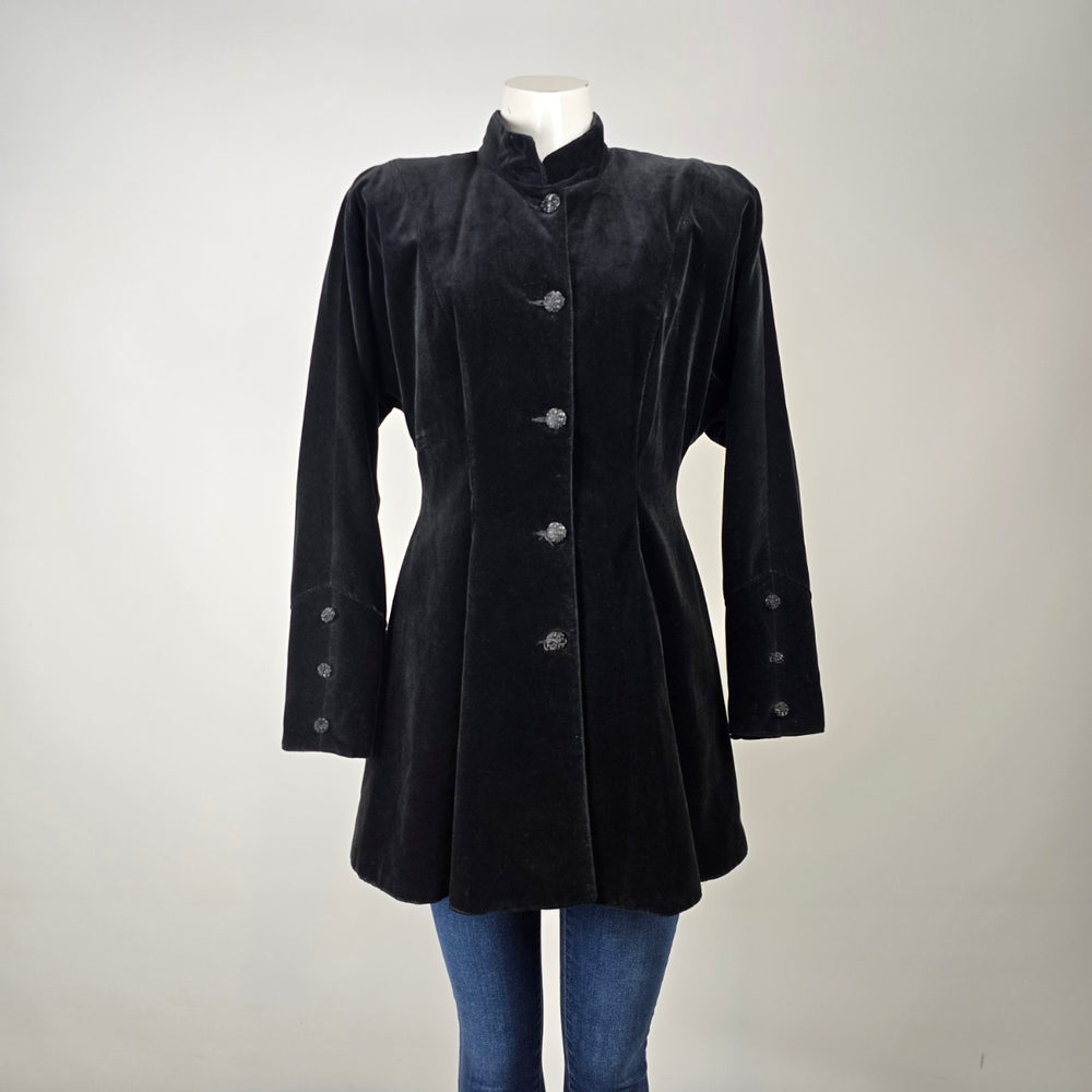 Vintage Le Château Black Velvet Frock Coat Size S/M – Victorian Gothic Style Jacket