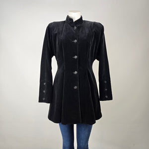 Vintage Le Château Black Velvet Frock Coat Size S/M – Victorian Gothic Style Jacket