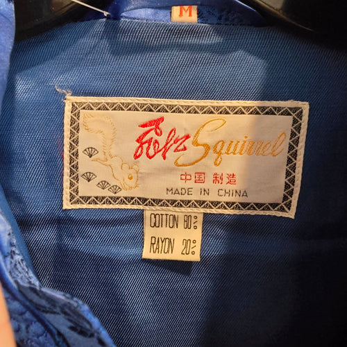 Vintage Royal Blue Chinese Frog Closure Jacket Size M