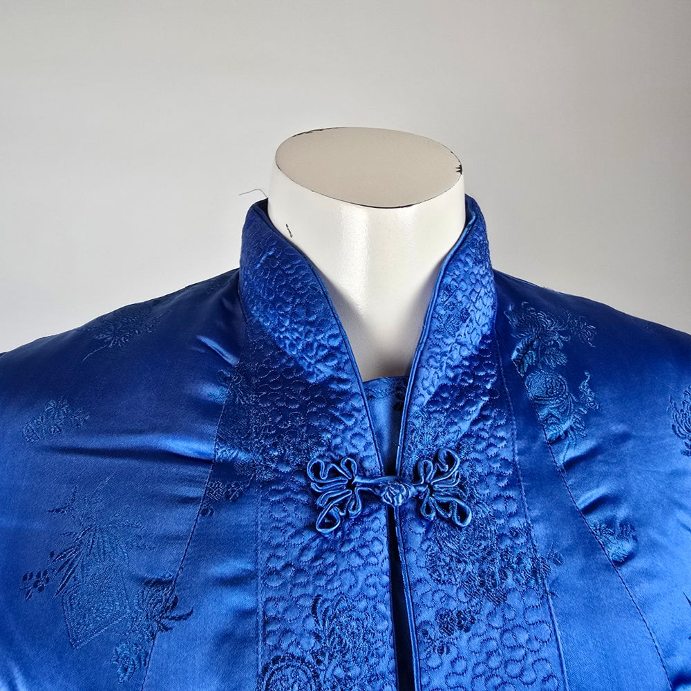 Vintage Royal Blue Chinese Frog Closure Jacket Size M