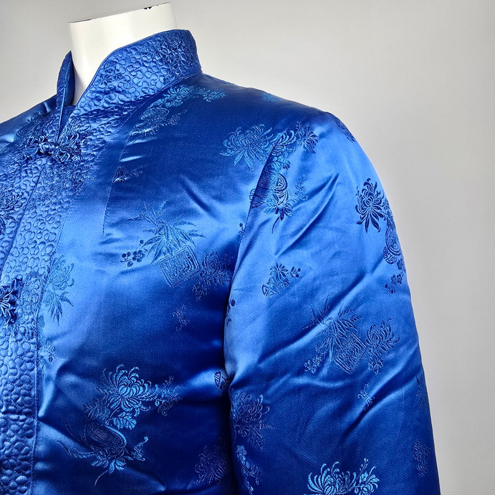 Vintage Royal Blue Chinese Frog Closure Jacket Size M