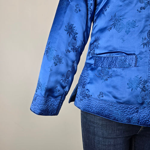 Vintage Royal Blue Chinese Frog Closure Jacket Size M