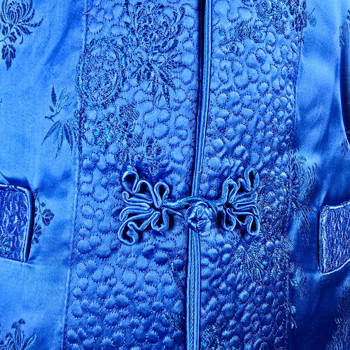 Vintage Royal Blue Chinese Frog Closure Jacket Size M