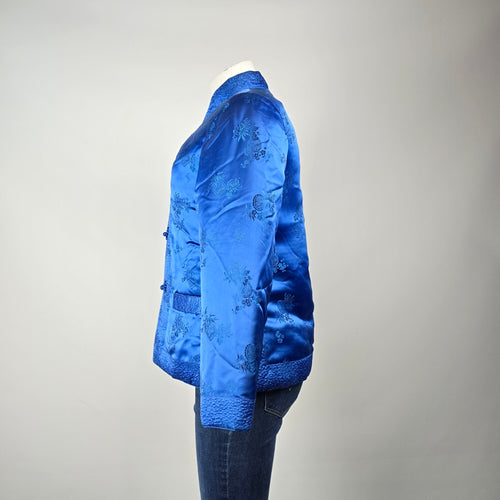 Vintage Royal Blue Chinese Frog Closure Jacket Size M