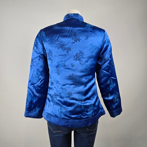 Vintage Royal Blue Chinese Frog Closure Jacket Size M