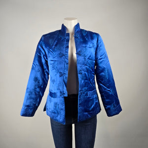 Vintage Royal Blue Chinese Frog Closure Jacket Size M