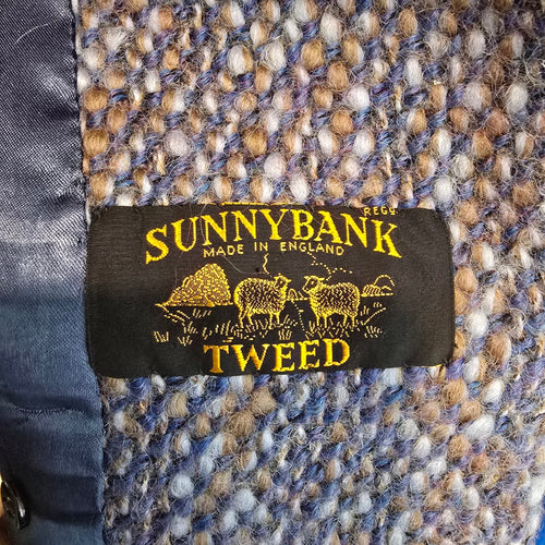Vintage Sunnybank Tweed Jacket Made in England Size M – Blue Brown Wool Blend Coat