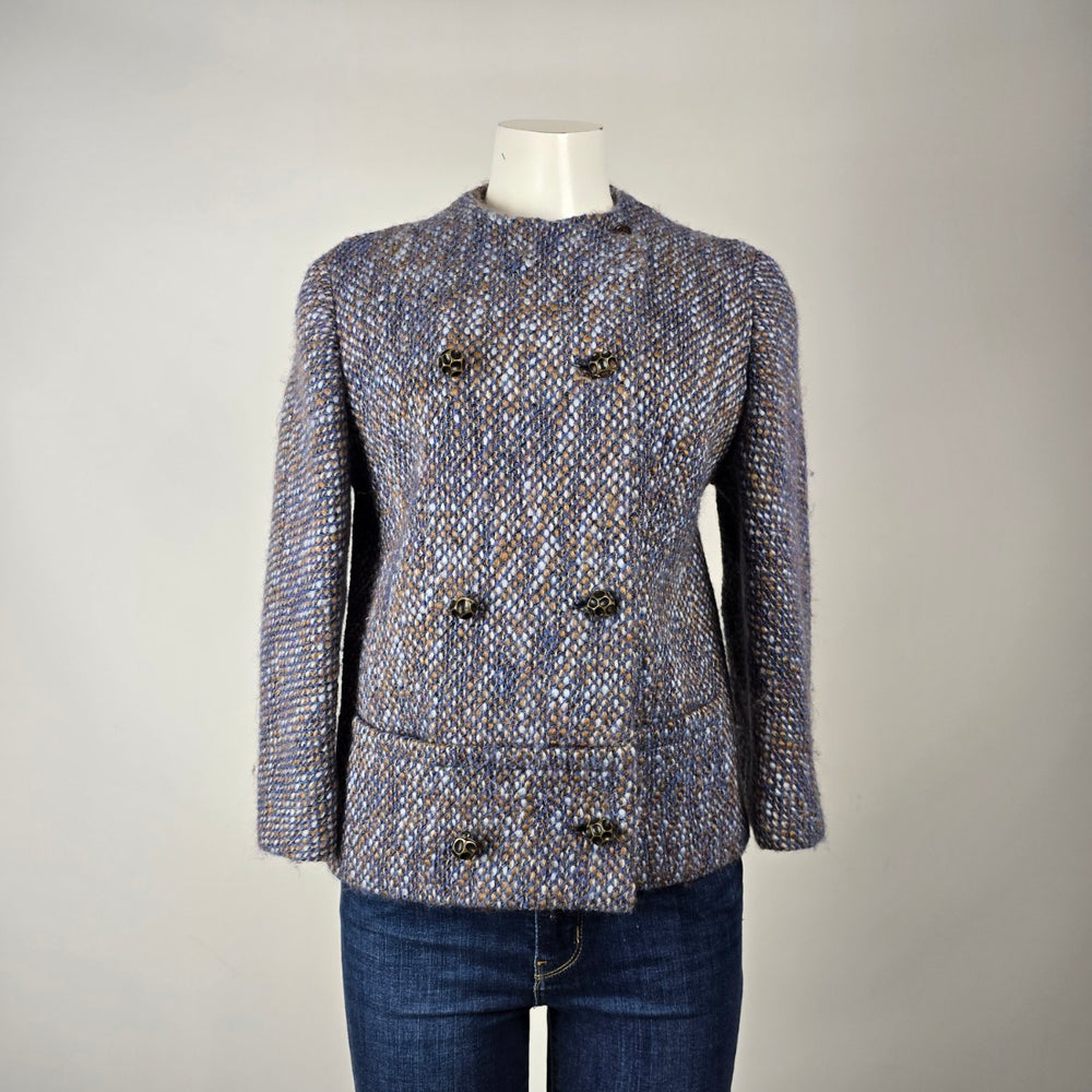Vintage Sunnybank Tweed Jacket Made in England Size M – Blue Brown Wool Blend Coat