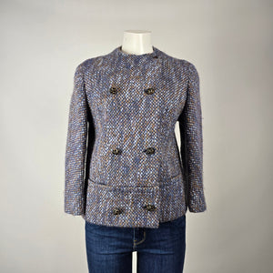 Vintage Sunnybank Tweed Jacket Made in England Size M – Blue Brown Wool Blend Coat
