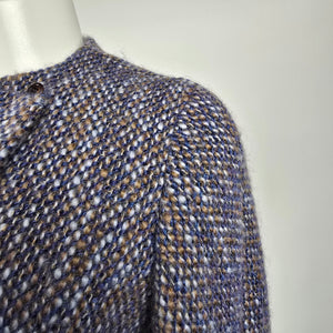 Vintage Sunnybank Tweed Jacket Made in England Size M – Blue Brown Wool Blend Coat