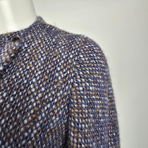Vintage Sunnybank Tweed Jacket Made in England Size M – Blue Brown Wool Blend Coat