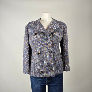 Vintage Sunnybank Tweed Jacket Made in England Size M – Blue Brown Wool Blend Coat