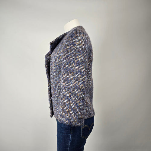 Vintage Sunnybank Tweed Jacket Made in England Size M – Blue Brown Wool Blend Coat
