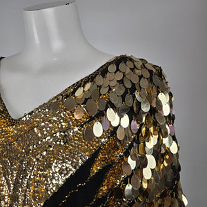 Vintage Shomax 100% Silk Gold Sequin Beaded Butterfly Top One Size