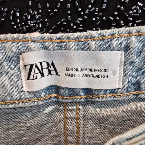 Zara Denim Skirt Effect Cropped Jean Tank Top Size XL