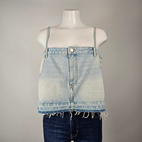 Zara Denim Skirt Effect Cropped Jean Tank Top Size XL