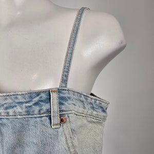 Zara Denim Skirt Effect Cropped Jean Tank Top Size XL