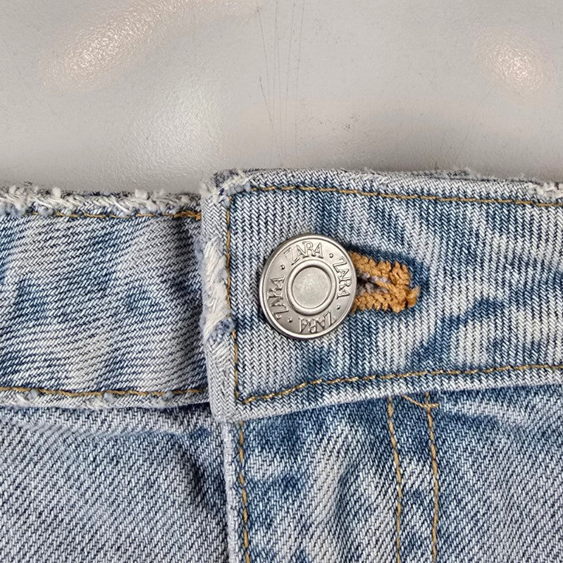 Zara Denim Skirt Effect Cropped Jean Tank Top Size XL