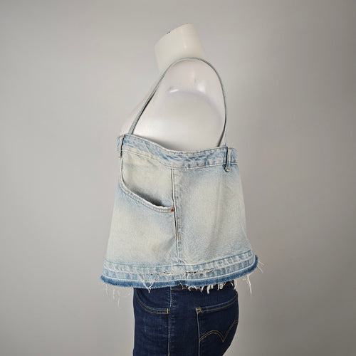Zara Denim Skirt Effect Cropped Jean Tank Top Size XL