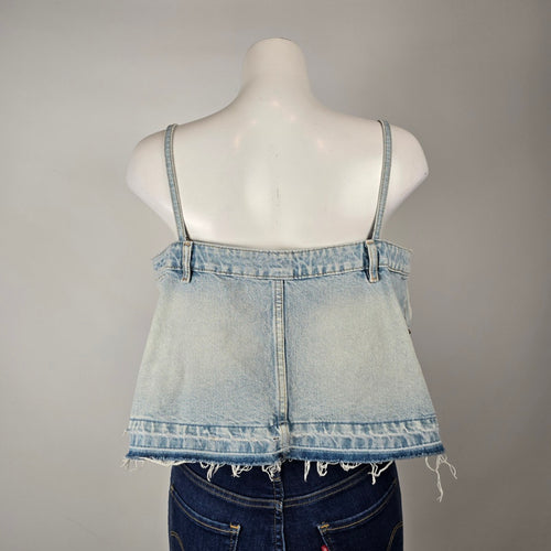 Zara Denim Skirt Effect Cropped Jean Tank Top Size XL