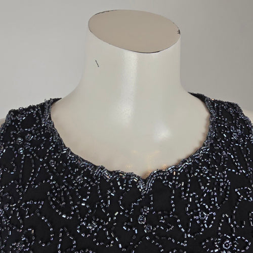 JMD New York Black Beaded Sleeveless Top Size M/L – Evening Party Blouse