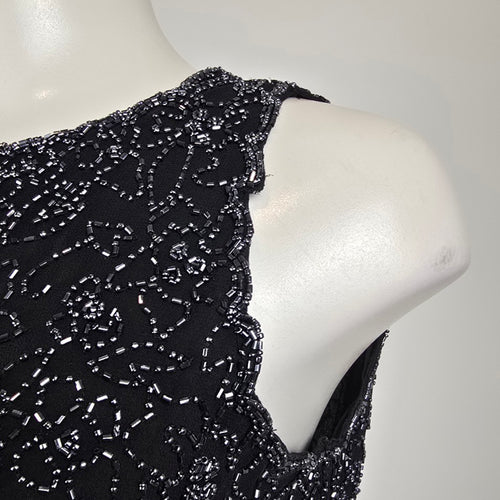 JMD New York Black Beaded Sleeveless Top Size M/L – Evening Party Blouse