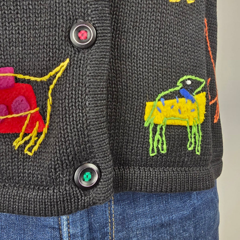 Vintage Susan Bristol Hand Embroidered Dog Sweater Vest Size S