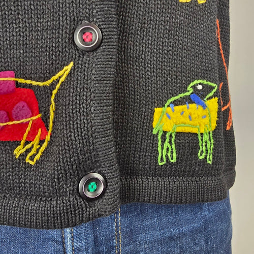 Vintage Susan Bristol Hand Embroidered Dog Sweater Vest Size S