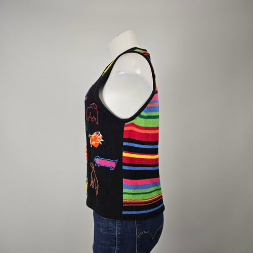 Vintage Susan Bristol Hand Embroidered Dog Sweater Vest Size S