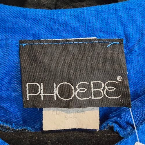 Vintage Phoebe Cobalt Blue Linen Blend Button Front Dress Size 5/6