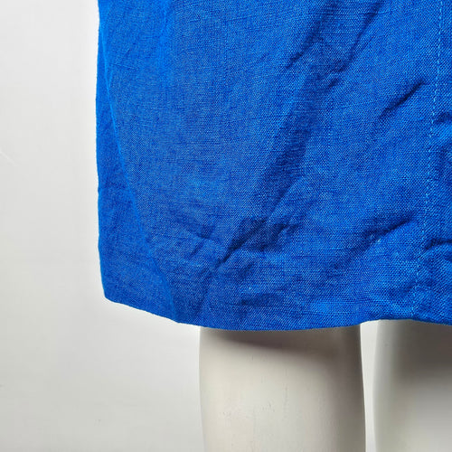 Vintage Phoebe Cobalt Blue Linen Blend Button Front Dress Size 5/6
