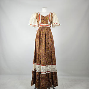 NWT Vintage 70s Candi Jones California Prairie Maxi Dress Michael Modes Size 9