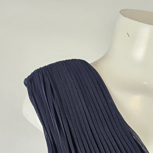 Laura Plus Navy Pleated Formal Maxi Dress with Gold Lace Appliqué Size XL