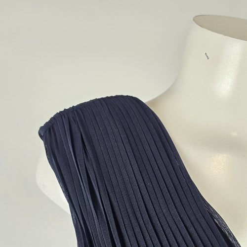 Laura Plus Navy Pleated Formal Maxi Dress with Gold Lace Appliqué Size XL
