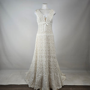 Le Papillon by Modeca "Bluebell" Boho Lace Wedding Dress Gown Size 14