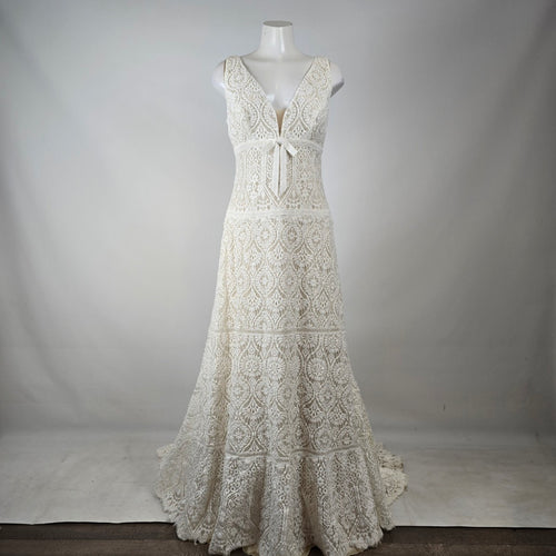 Le Papillon by Modeca "Bluebell" Boho Lace Wedding Dress Gown Size 14
