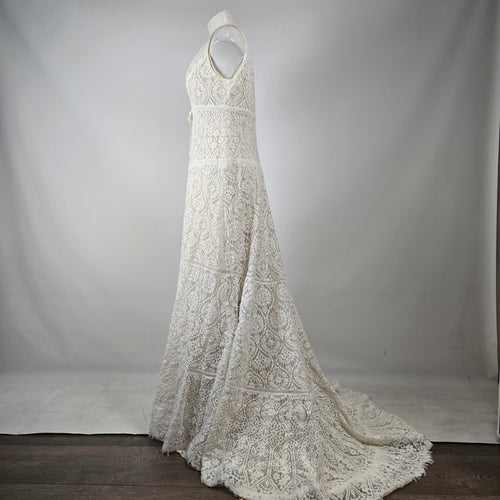 Le Papillon by Modeca "Bluebell" Boho Lace Wedding Dress Gown Size 14