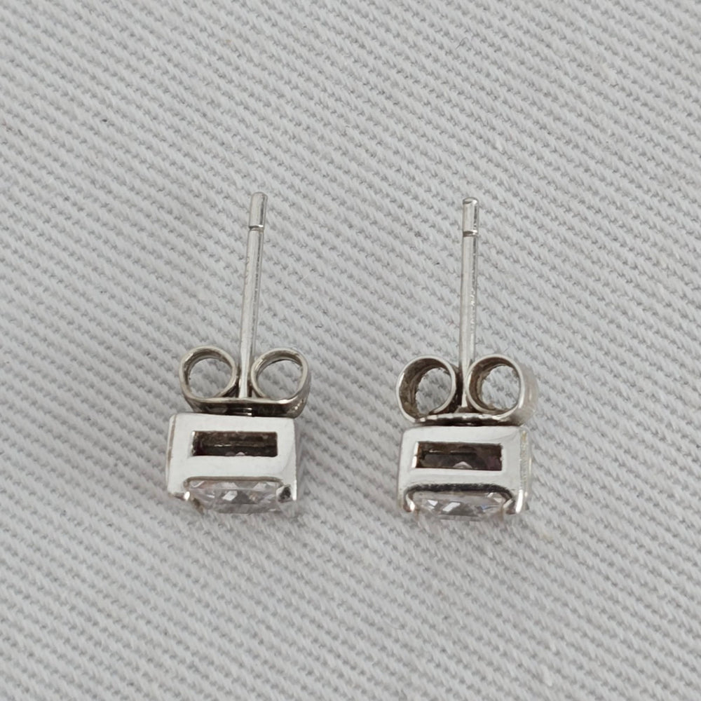 ELLE 925 Sterling Silver Princess Cut CZ Stud Earrings