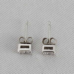 ELLE 925 Sterling Silver Princess Cut CZ Stud Earrings