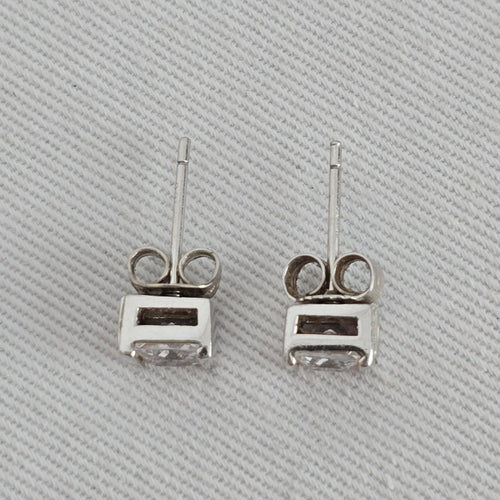 ELLE 925 Sterling Silver Princess Cut CZ Stud Earrings