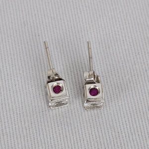 ELLE 925 Sterling Silver Princess Cut CZ Stud Earrings
