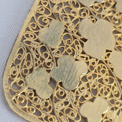 Vintage Gold Tone Floral Filigree Pendant Necklace