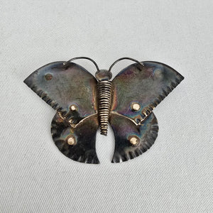 Vintage Iridescent Metal Butterfly Brooch Pin