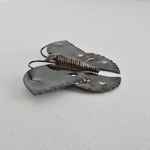 Vintage Iridescent Metal Butterfly Brooch Pin