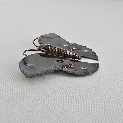 Vintage Iridescent Metal Butterfly Brooch Pin