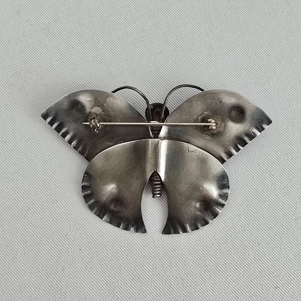 Vintage Iridescent Metal Butterfly Brooch Pin