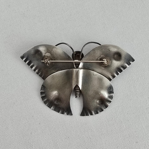 Vintage Iridescent Metal Butterfly Brooch Pin
