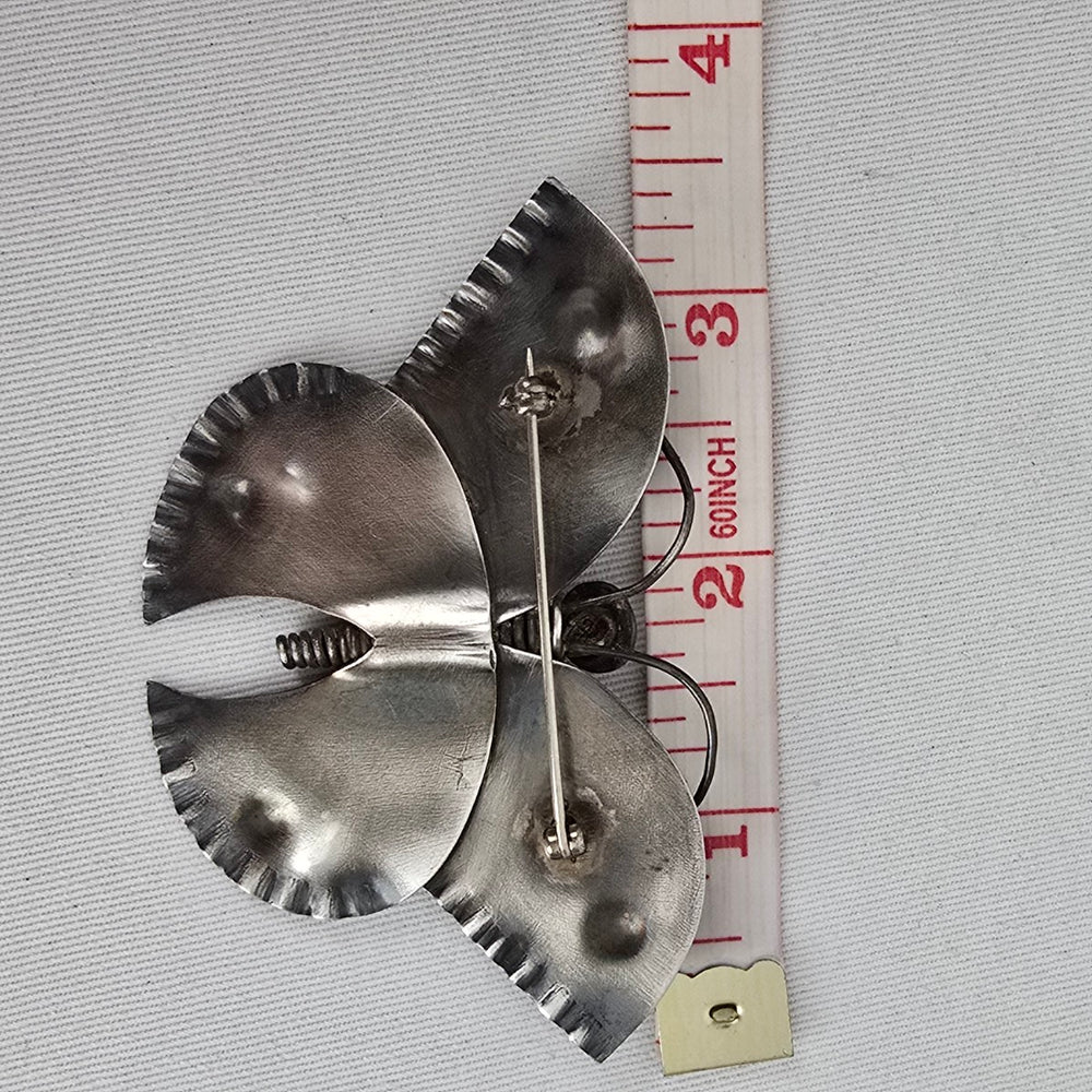 Vintage Iridescent Metal Butterfly Brooch Pin