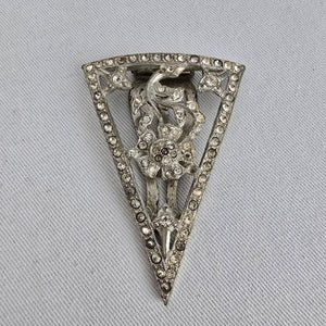 Vintage Art Deco Style Rhinestone Dress Clip Brooch