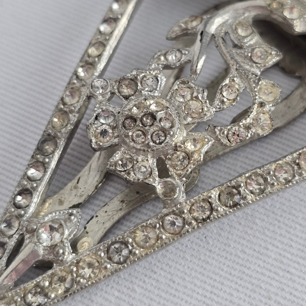 Vintage Art Deco Style Rhinestone Dress Clip Brooch